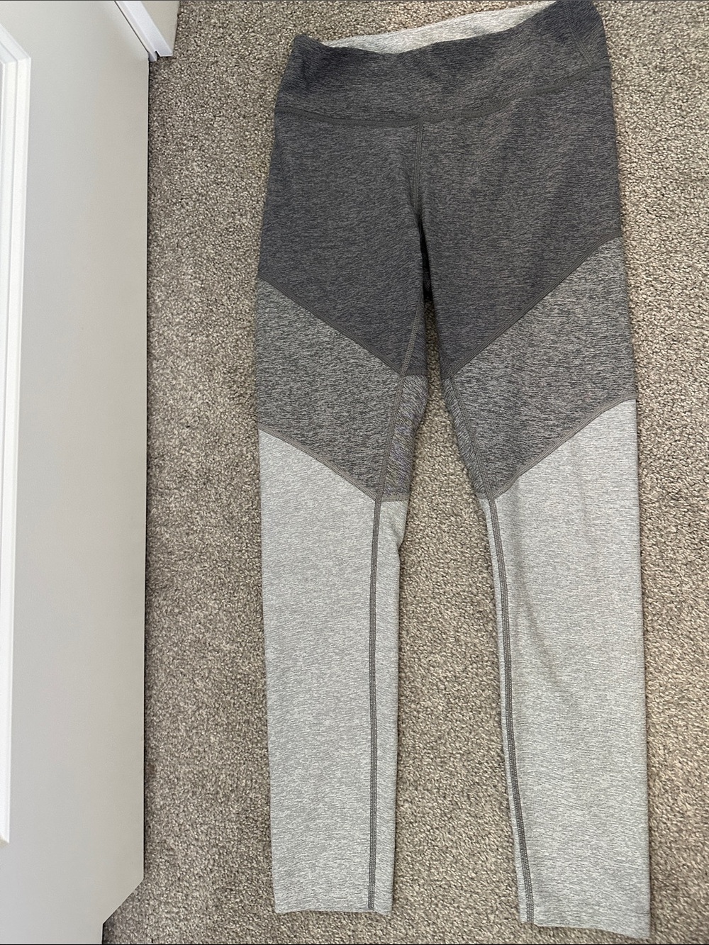 Outdoor Voices Dark Gray and Light Gray Chevron Leggings